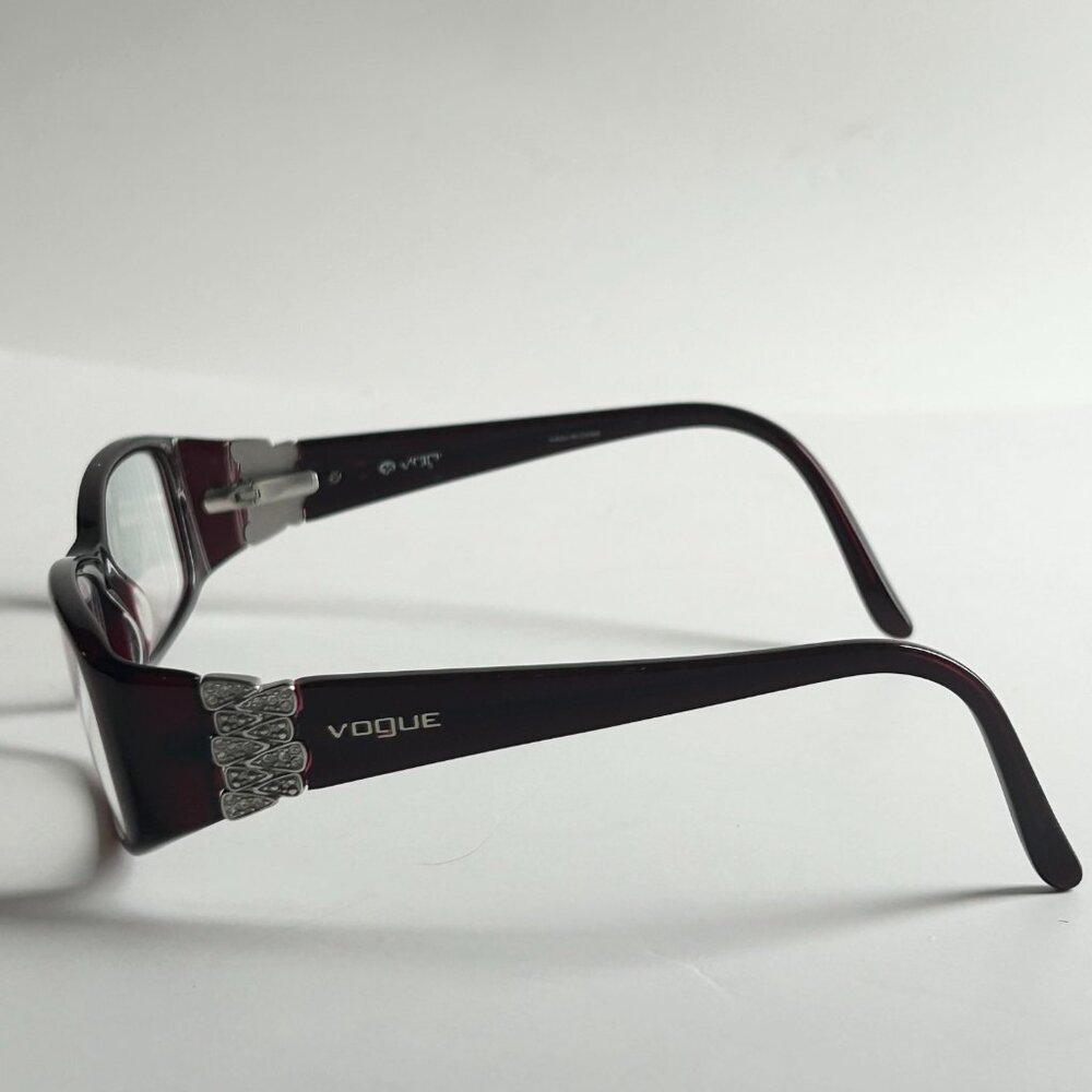 Vogue rectangle eyeglass frames in burgundy and silver - vintage
